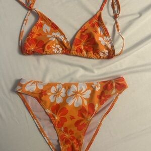 Orange Floral Bikini Set